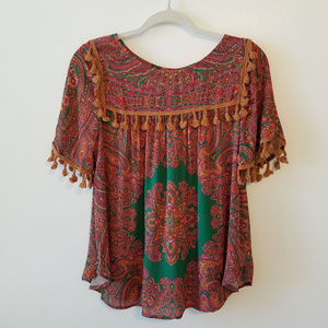 Line & Dot bohemian boho paisley tassel top